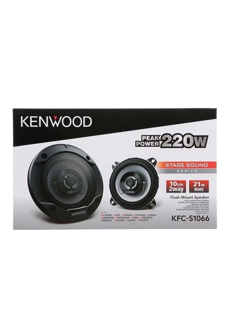 KENWOOD - Kenwood KFC-S1066 Stage Sound Series 10cm Flush Mount 2-Way Car Audio Speaker System 21W RMS 220W Peak - Image 1