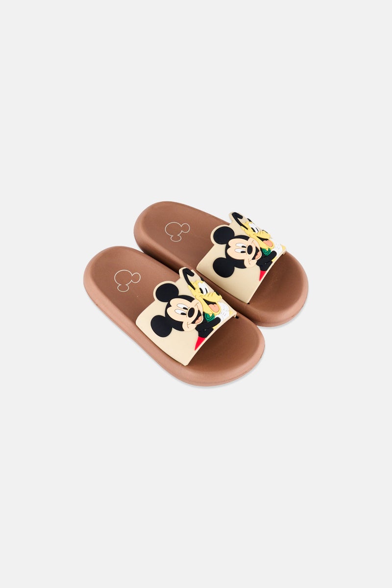 Disney x Micky And Friends Toddlers Boy Slip On Slides, Beige - Image 4