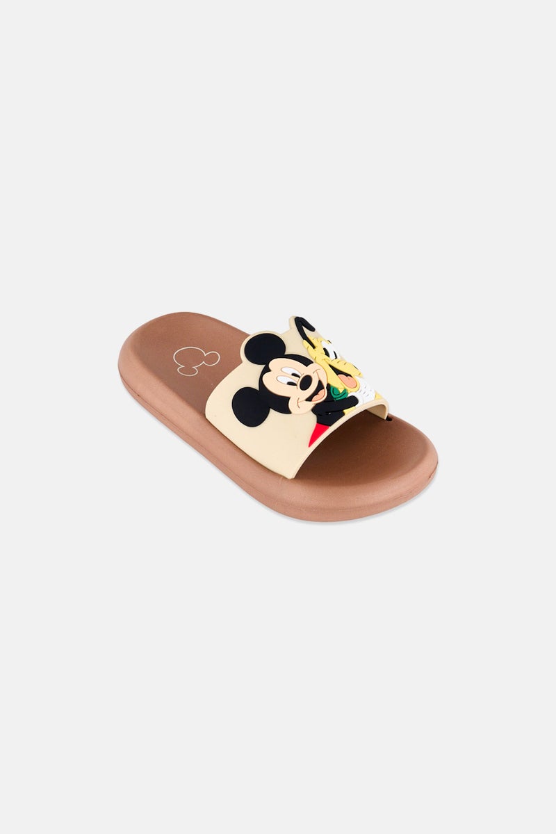Disney x Micky And Friends Toddlers Boy Slip On Slides, Beige - Image 1