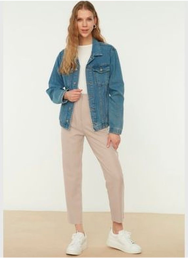 trendyol Camel High Waist Woven Trousers With Belt Detail TCTSS22TP0009  - Image 3