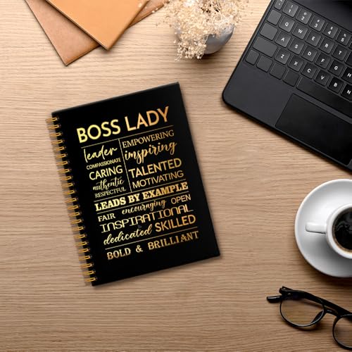 Msticey Boss Lady 160 Blank Pages Gold Foil Hardcover Spiral Notebook, New Business Owner Gifts Women Boss Gifts for Boss Female, Appreciation Gifts for Women Entrepreneurs, Boss Day Women's Day Gifts - Image 3