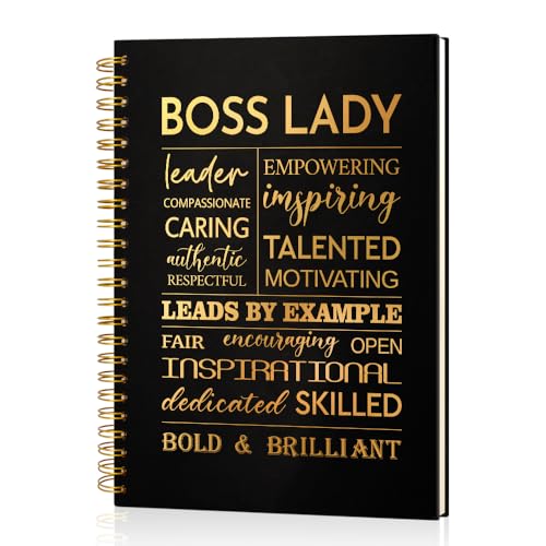 Msticey Boss Lady 160 Blank Pages Gold Foil Hardcover Spiral Notebook, New Business Owner Gifts Women Boss Gifts for Boss Female, Appreciation Gifts for Women Entrepreneurs, Boss Day Women's Day Gifts - Image 1