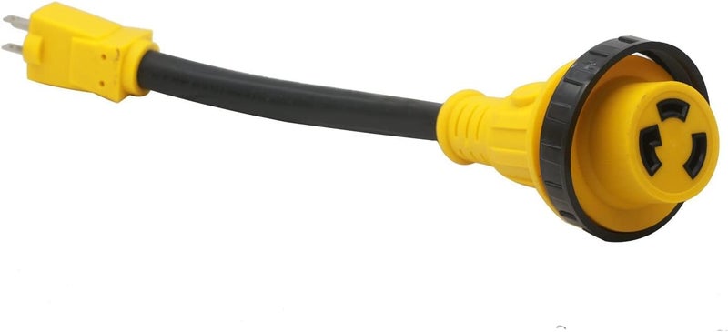 Malxs RV 30 Amp to 110V Power Adapter with Twist Lock Connector for 30A RV Camper Trailer,NEMA 5-15P to L5-30R Plug Adapter,30 to 15 Amp RV Plug Extention Power Cord,STW 10/3,12-inch - Image 5