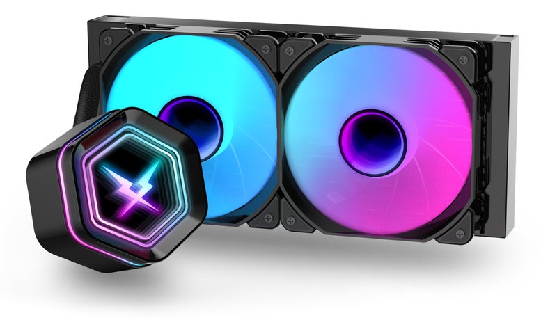 RUIX NC240 ARGB AIO CPU Liquid Cooler, 240mm High-Efficiency CPU Water Cooling with High-Speed Ceramic Bearing Pump, 2X PWM ARGB Fans, Intel LGA 1851/1700/1200/115X/2011, AMD AM5/AM4 - Black - Image 1