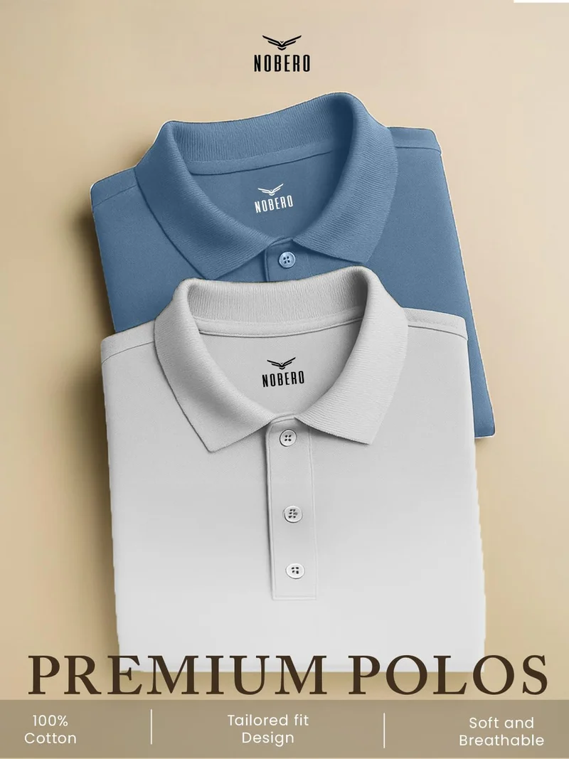 NOBERO Men's Cotton Solid Regular Fit Polo Shirt