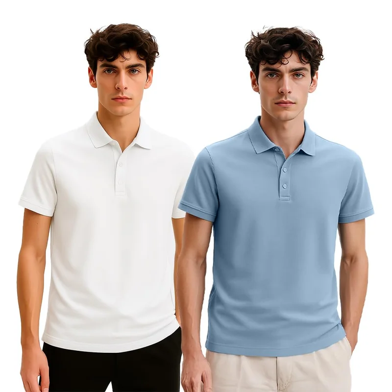 NOBERO Men's Cotton Solid Regular Fit Polo Shirt - Pack of 2