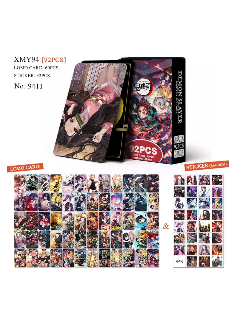 92 Pcs Demon Slayer Lomo Cards And Stickers Set - Image 1