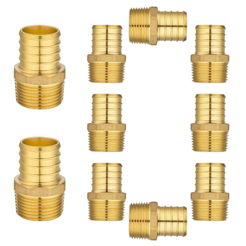 10 Pack Lidertik PEX Fittings Male NPT Adapter 1 PEX F1807 to 34 NPT Male Threaded Adapter Brass
