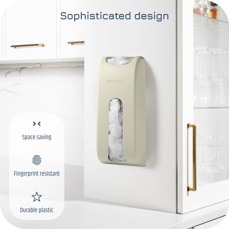 Manterio Wall Mount Plastic Bag Organizer | Durable Plastic Grocery Bag Saver | Smudge Proof, Fingerprint Resistant (Cream) - Image 4