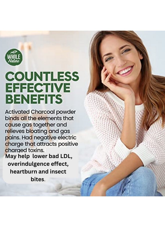 Whole Nature - Coconut Activated Charcoal Capsules 180 Charcoal Pills Detox Teeth Whitening Reduce Constipation And Bloating Stomach Gas Heartburn Relief Pure Coconut Derived Supplement Organic & Vegan (1) - Image 1