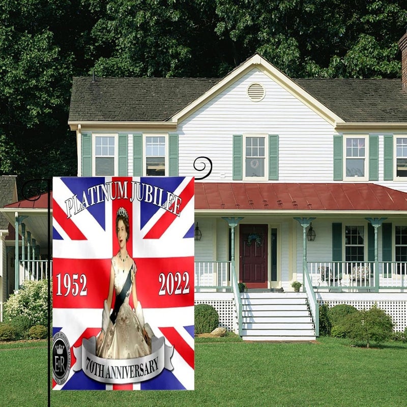 klarako Union Jack Bunting Garden Flag Queens Platinums Jubilee Flag Fabric Bunting Weather Resistant & Double Stitched Jubilee Flags Queens Jubilee 2022 Decorations Yard Flags (2PCS) - Image 3
