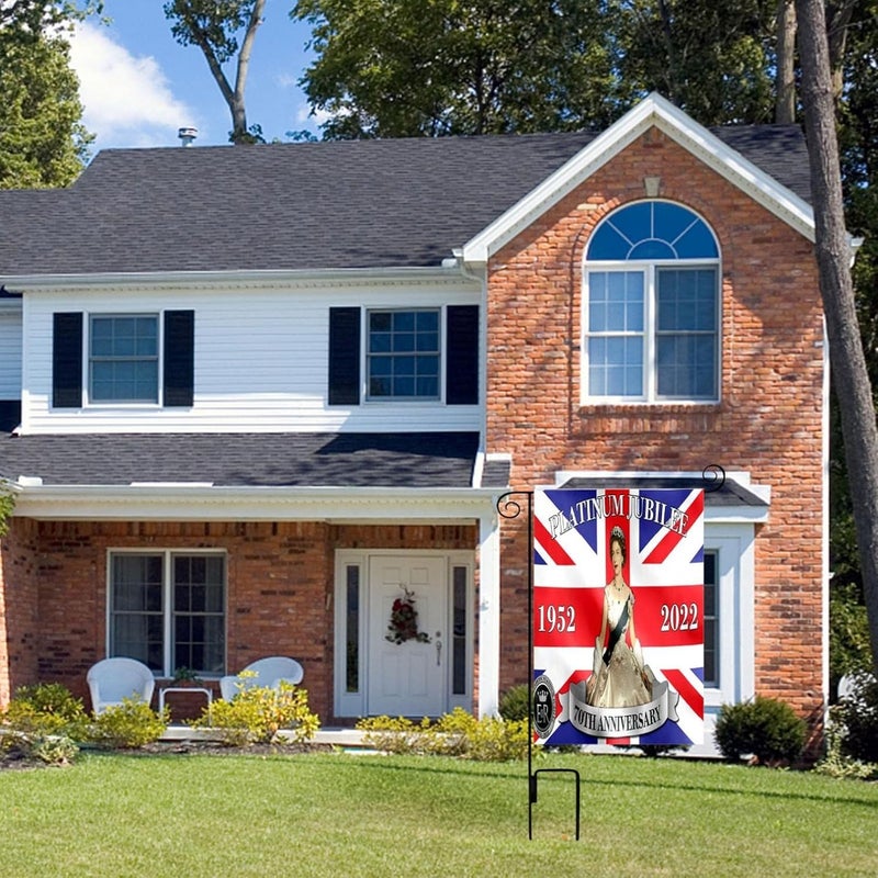 klarako Union Jack Bunting Garden Flag Queens Platinums Jubilee Flag Fabric Bunting Weather Resistant & Double Stitched Jubilee Flags Queens Jubilee 2022 Decorations Yard Flags (2PCS) - Image 4