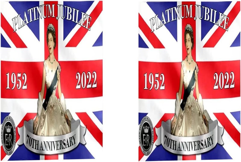 klarako Union Jack Bunting Garden Flag Queens Platinums Jubilee Flag Fabric Bunting Weather Resistant & Double Stitched Jubilee Flags Queens Jubilee 2022 Decorations Yard Flags (2PCS) - Image 1