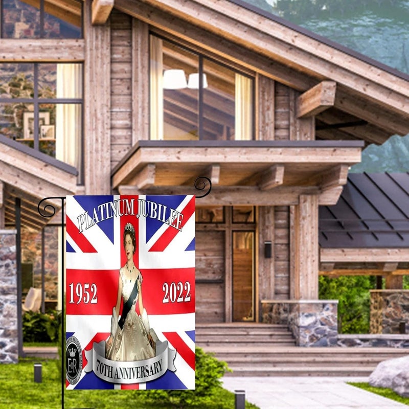 klarako Union Jack Bunting Garden Flag Queens Platinums Jubilee Flag Fabric Bunting Weather Resistant & Double Stitched Jubilee Flags Queens Jubilee 2022 Decorations Yard Flags (2PCS) - Image 2
