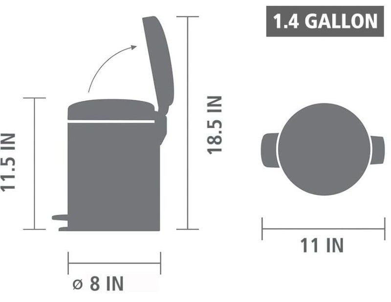 Brabantia New Icon Step Trash Can (1.3 Gal/Matt Black) Soft Closing Kitchen Garbage/Recycling Can with Removable Bucket - Image 5