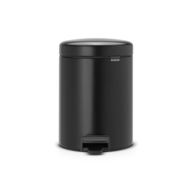 Brabantia New Icon Step Trash Can (1.3 Gal/Matt Black) Soft Closing Kitchen Garbage/Recycling Can with Removable Bucket - Image 1