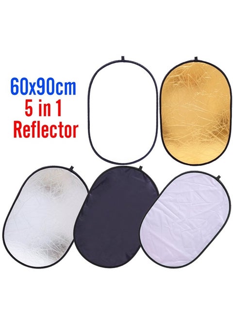 5-in-1 Oval Light Reflector 24 x 35 inch (60 x 90cm) Portable Collapsible Photography Studio Photo Camera Lighting Reflectors/Diffuser Kit with Carrying Case