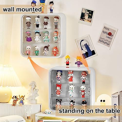 APACALI Clear Display Case for Figures, Collectibles Display Box with Shelves, 12 Inch Wall Mounted or Desktop Plastic Organizer, Miniature Acrylic Display Storage Case for Rock Stone Mini Figure, White - Image 4