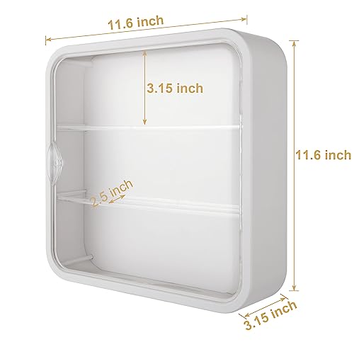 APACALI Clear Display Case for Figures, Collectibles Display Box with Shelves, 12 Inch Wall Mounted or Desktop Plastic Organizer, Miniature Acrylic Display Storage Case for Rock Stone Mini Figure, White - Image 2