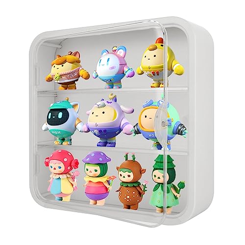 APACALI Clear Display Case for Figures, Collectibles Display Box with Shelves, 12 Inch Wall Mounted or Desktop Plastic Organizer, Miniature Acrylic Display Storage Case for Rock Stone Mini Figure, White - Image 5