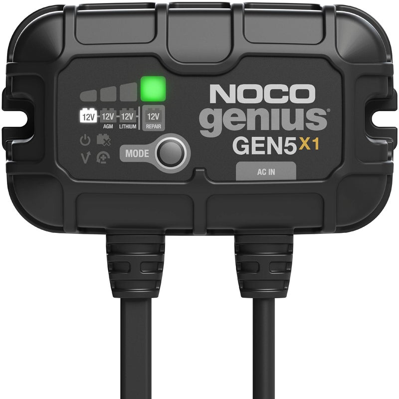 NOCO Genius GEN5X1 1Bank 5A Onboard Battery Charger 5A Per Bank 12V Waterproof Marine Charger with Overcharge Protection Temperature Compensation for LeadAcid Lithium Batteries