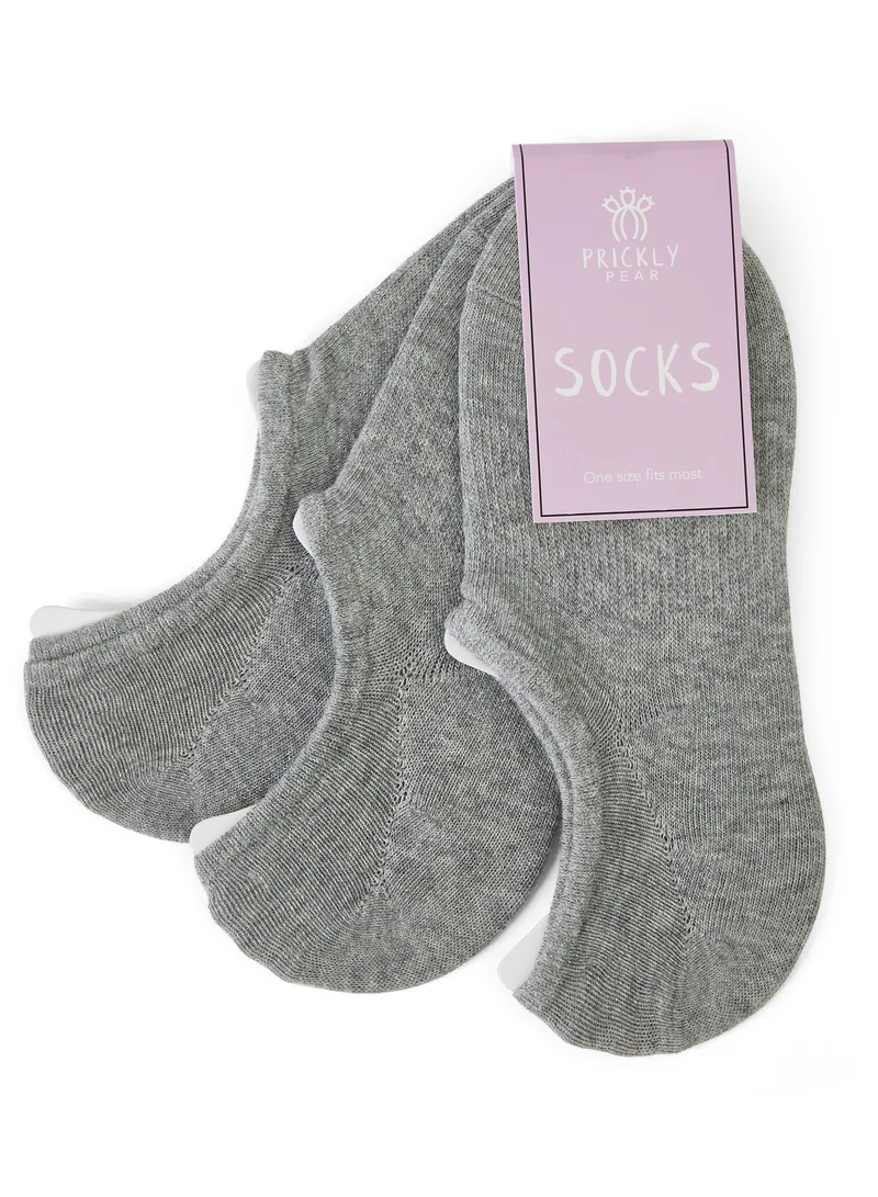 Prickly Pear 3 Pack Of Basic Ankle Socks, Grippy Heel, One Size Fits Most
