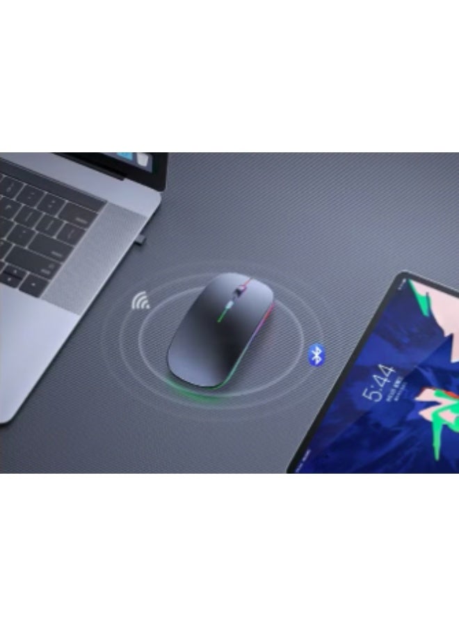 Wireless - Bluetooth Mouse w10 , Rechargeable LED Dual Mode Mouse (Bluetooth 5.2 and USB Receiver) Portable Silent Mouse,for Laptop/Desktop/Tablet - Image 5