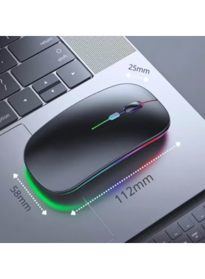 Wireless - Bluetooth Mouse w10 , Rechargeable LED Dual Mode Mouse (Bluetooth 5.2 and USB Receiver) Portable Silent Mouse,for Laptop/Desktop/Tablet - Image 3