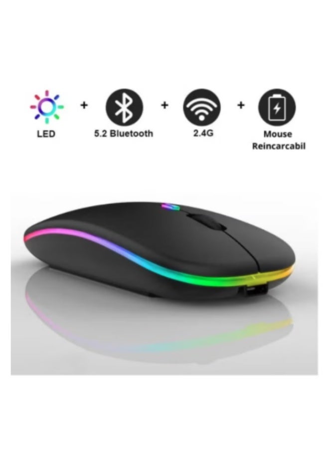 Wireless - Bluetooth Mouse w10 , Rechargeable LED Dual Mode Mouse (Bluetooth 5.2 and USB Receiver) Portable Silent Mouse,for Laptop/Desktop/Tablet - Image 2