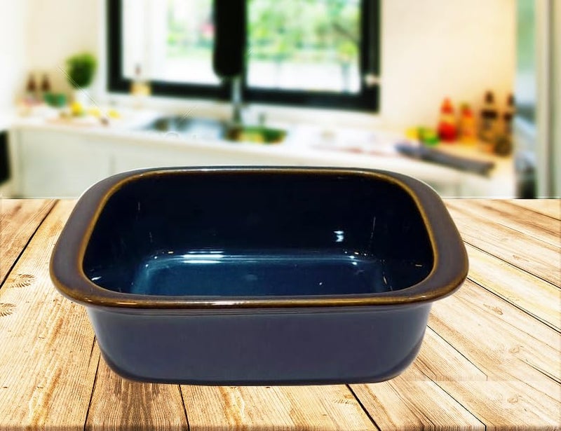 Lemon Tree Ceramic Bowl Rectangle Shape Stoneware Medium Serving Dish Bowl for Kitchen Dining 414Ml Blue - Image 5