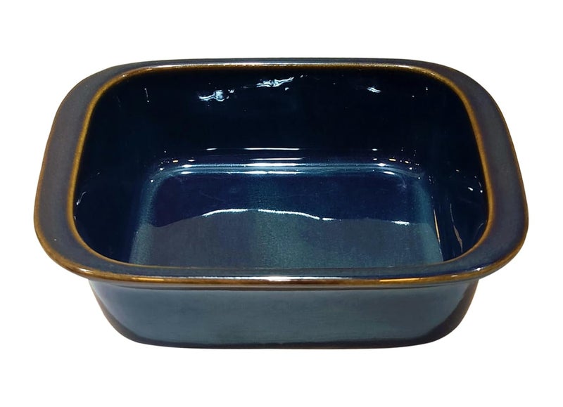 Lemon Tree Ceramic Bowl Rectangle Shape Stoneware Medium Serving Dish Bowl for Kitchen Dining 414Ml Blue - Image 1