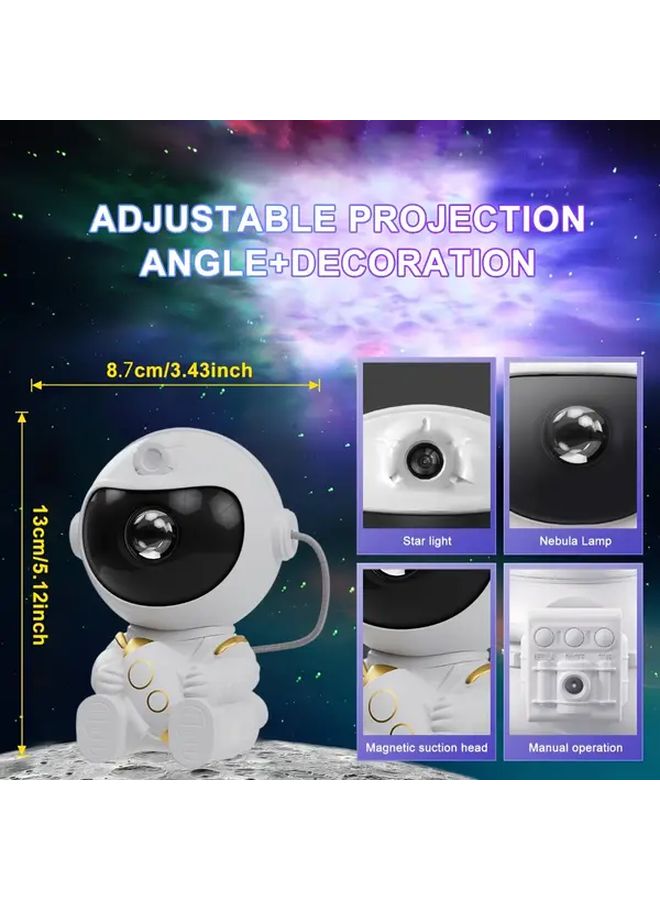 White 2 In 1 Smart Astronaut Star Projector Night Light 360 Rotating USB Remote Control - Image 3