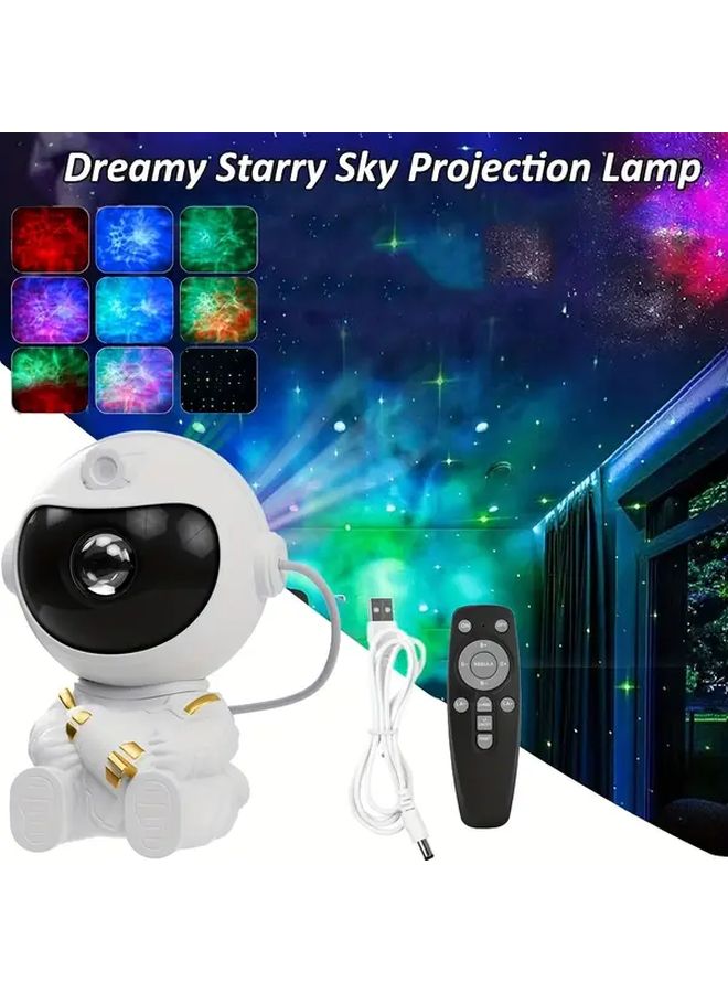 White 2 In 1 Smart Astronaut Star Projector Night Light 360 Rotating USB Remote Control - Image 2