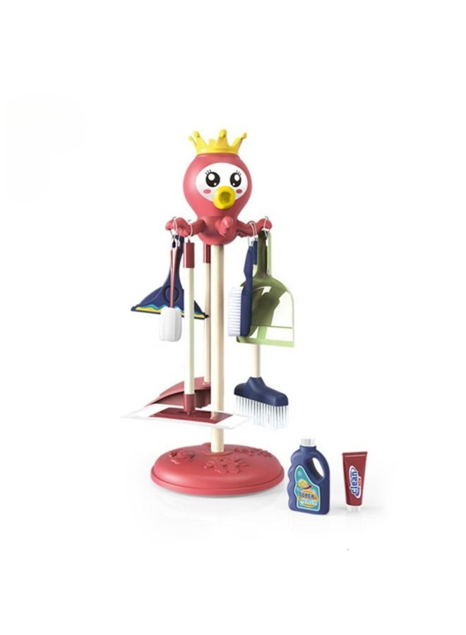 حديقة الألعاب مجموعة أدوات تنظيف للأطفال للأولاد والبنات، ألعاب تنظيف تظاهرية تعليمية مع مكنسة وممسحة وفرشاة ومجرفة ورذاذ، ملحقات للعب الأدوار المنزلية للأعمار من 3 سنوات فما فوق - Image 1