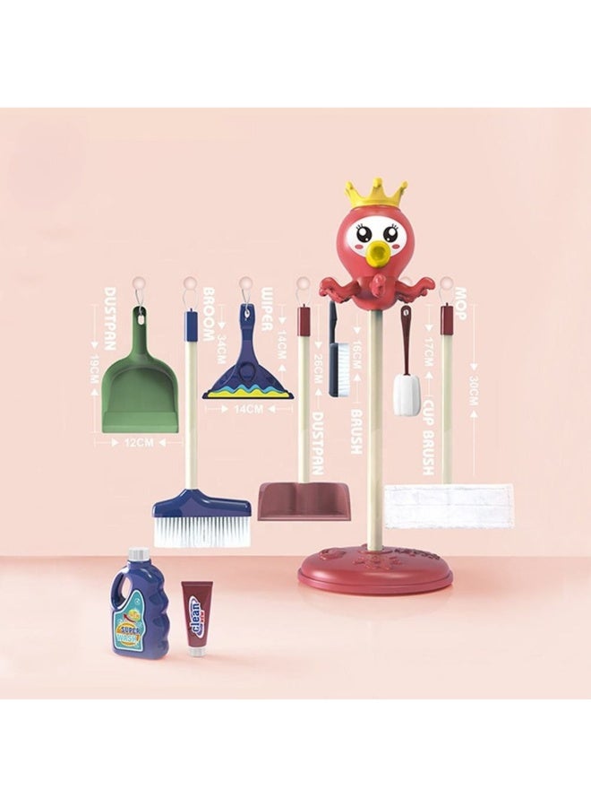 حديقة الألعاب مجموعة أدوات تنظيف للأطفال للأولاد والبنات، ألعاب تنظيف تظاهرية تعليمية مع مكنسة وممسحة وفرشاة ومجرفة ورذاذ، ملحقات للعب الأدوار المنزلية للأعمار من 3 سنوات فما فوق - Image 5