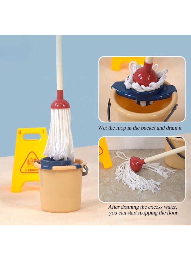 حديقة الألعاب مجموعة أدوات تنظيف للأطفال للأولاد والبنات، ألعاب تنظيف تظاهرية تعليمية مع مكنسة وممسحة وفرشاة ومجرفة ورذاذ، ملحقات للعب الأدوار المنزلية للأعمار من 3 سنوات فما فوق - Image 3