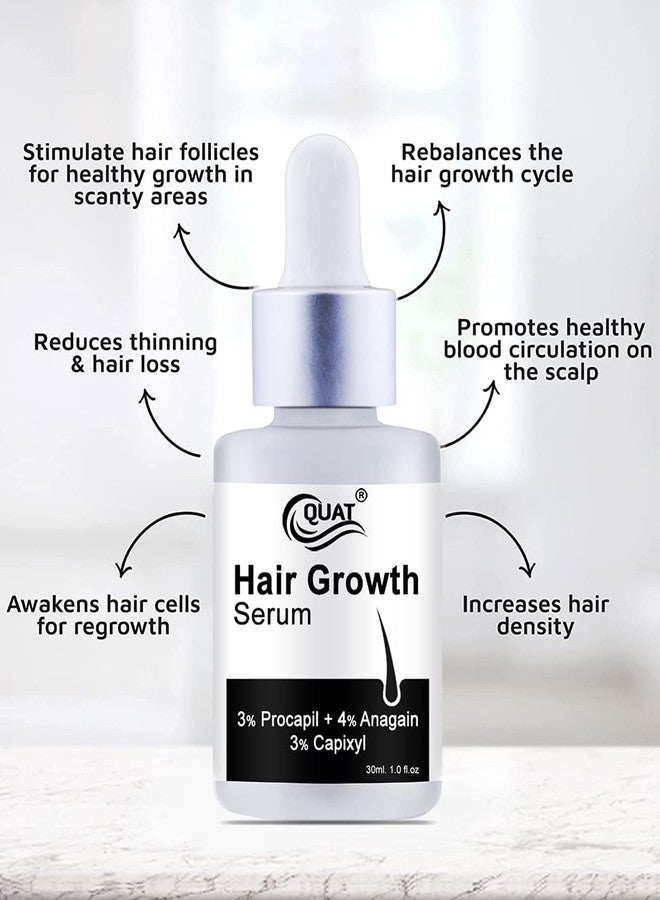 Quat Hair Growth Actives 18% Hair Growth Serum with 3% Procapil + 4% Anagain 3% Capixyl For Hair Fall Control| 30 ml - Image 2