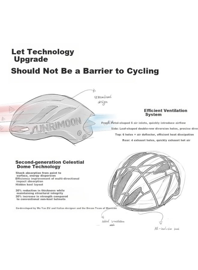 Sunrimoon S42 Breakthrough Racing Cycling Carbon Fiber Aerodynamic Helmet, Tianxiong Technology 3d-grid, Haoyue, M