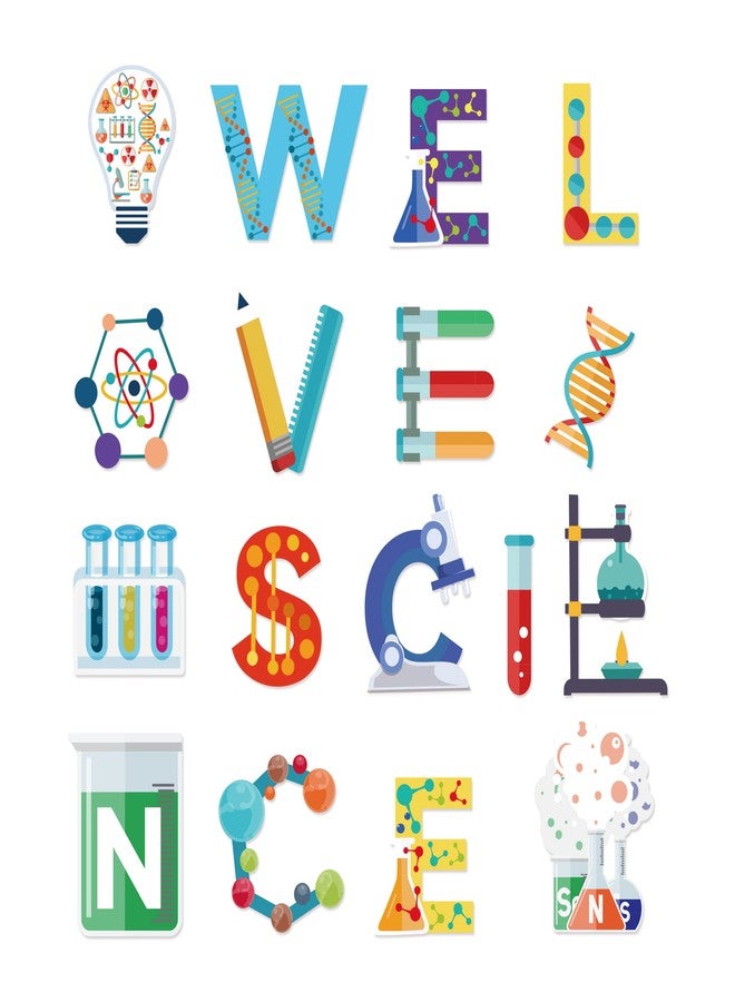 BHNACIER Science Party Banner Science Party Decorations Laboratory Mad Sciencist Banners We Love Science Garland Hanging Ornaments for School Classroom Home Science Chemistry Lab Party Decoration - Image 3