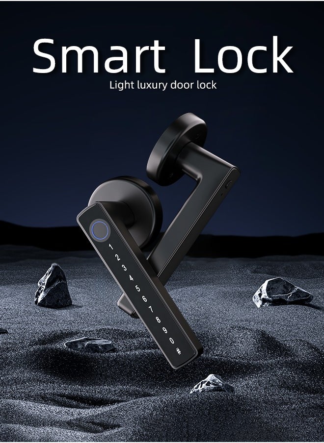 ALINK - Smart Door Lock, Smart Lock 4 in 1, Fingerprint Door Lock Set, Keyless Entry Door Knob with Tuya APP/Code/Keys/Fingerprint, Electronic Keypad Lock Remote APP Control, Reversible Handle - Image 1