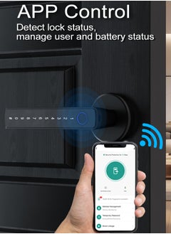 ALINK Smart Door Lock, Smart Lock 4 in 1, Fingerprint Door Lock Set, Keyless Entry Door Knob with Tuya APP/Code/Keys/Fingerprint, Electronic Keypad Lock Remote APP Control, Reversible Handle  - Image 5