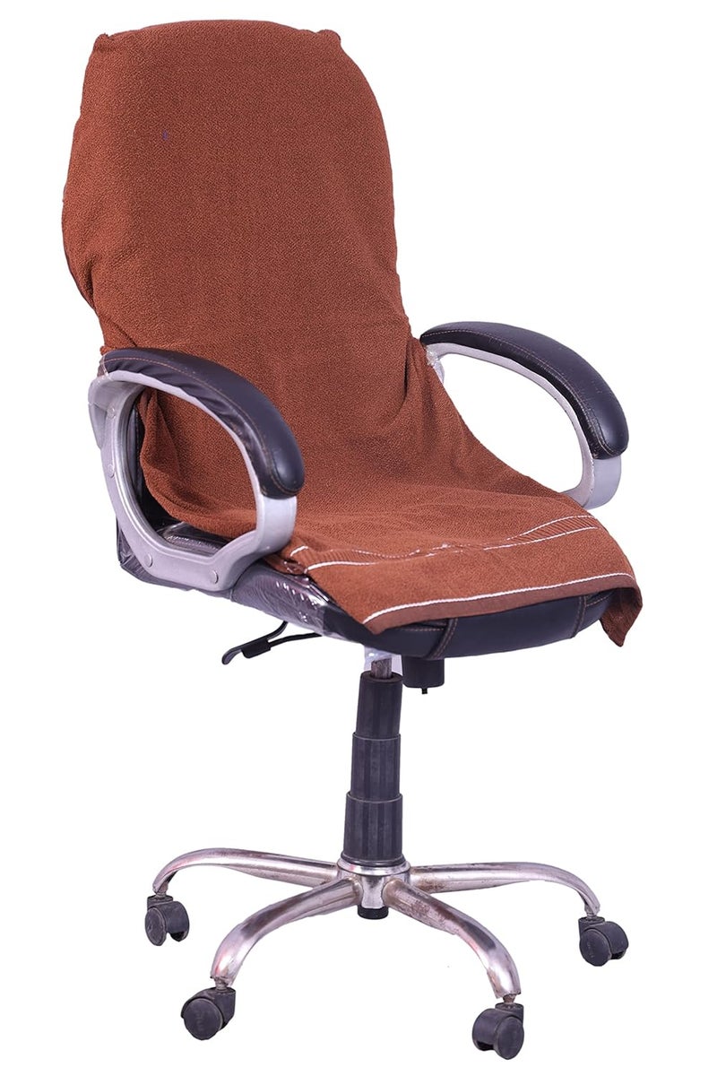 ROMAN HOME Full Size 500 GSM Cotton Office Chair Protector TowelCover wwith Tie Knot Brown Pack of 1 Towel - Image 2