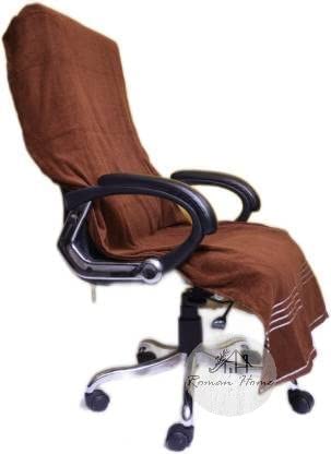ROMAN HOME Full Size 500 GSM Cotton Office Chair Protector TowelCover wwith Tie Knot Brown Pack of 1 Towel - Image 3