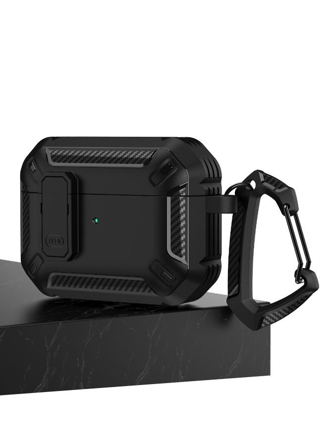 Generic - Airpods 3 2021 Case Cover, AirPods 3rd Generation Case with Lock, Hard Shell Rugged Shockproof Cover with Keychain Compatible with Apple Airpods 3rd Generation 2021, Black - Image 1