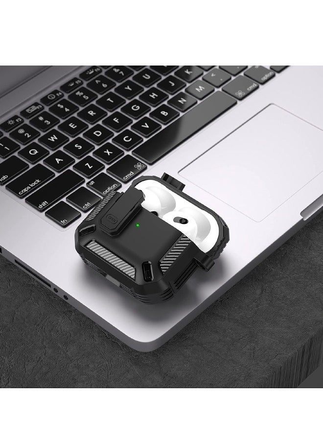 Generic - Airpods 3 2021 Case Cover, AirPods 3rd Generation Case with Lock, Hard Shell Rugged Shockproof Cover with Keychain Compatible with Apple Airpods 3rd Generation 2021, Black - Image 1