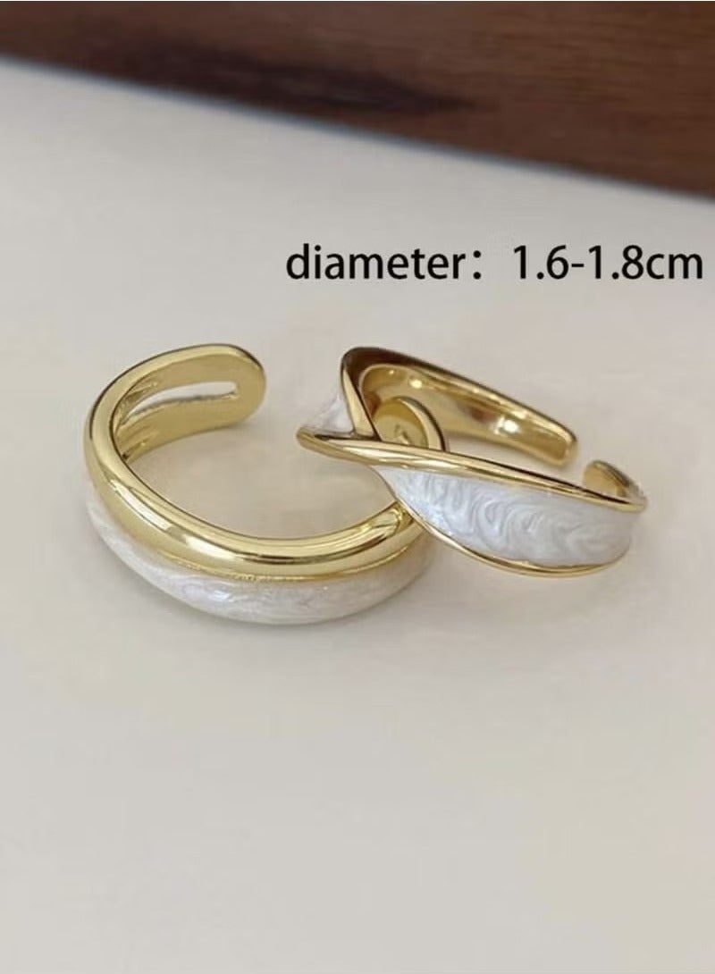 Set of 2 Luxury Gold Plated Copper Double Layer Color Plated Ring, Gifts for Couples Best Friends, Suitable for Daily Use  - Image 4