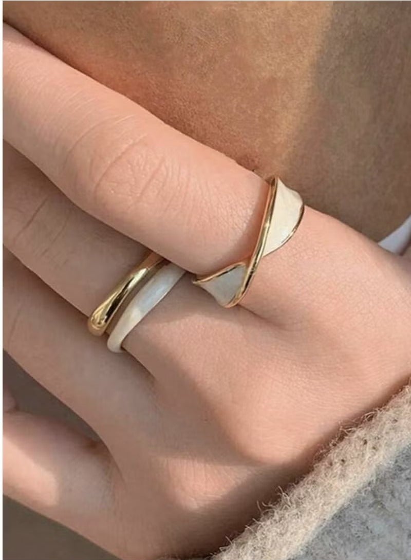 Set of 2 Luxury Gold Plated Copper Double Layer Color Plated Ring, Gifts for Couples Best Friends, Suitable for Daily Use  - Image 5