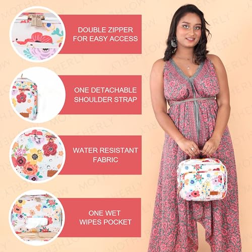 Motherly Mini Magic Diaper Bag for Mothers for Travel – Combo Set with Accessories, Small Maternity Handbag for Newborn Baby, Water Resistant Baby Bag, Garden Glam - Image 5