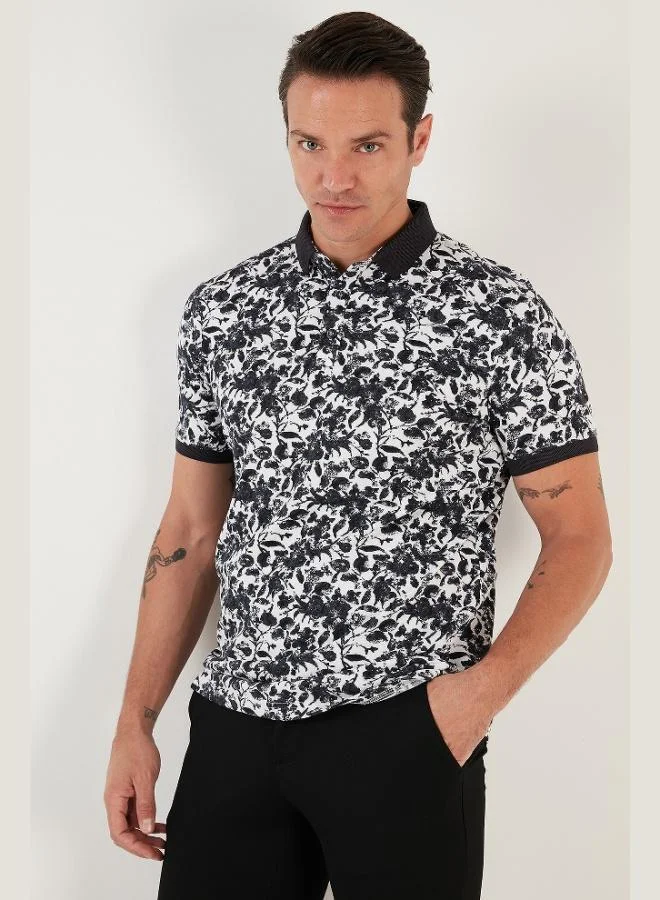 Buratti Buratti Patterned Cotton Slim Fit Polo Collar T Shirt Men's Polo Collar T-Shirt 646B3550