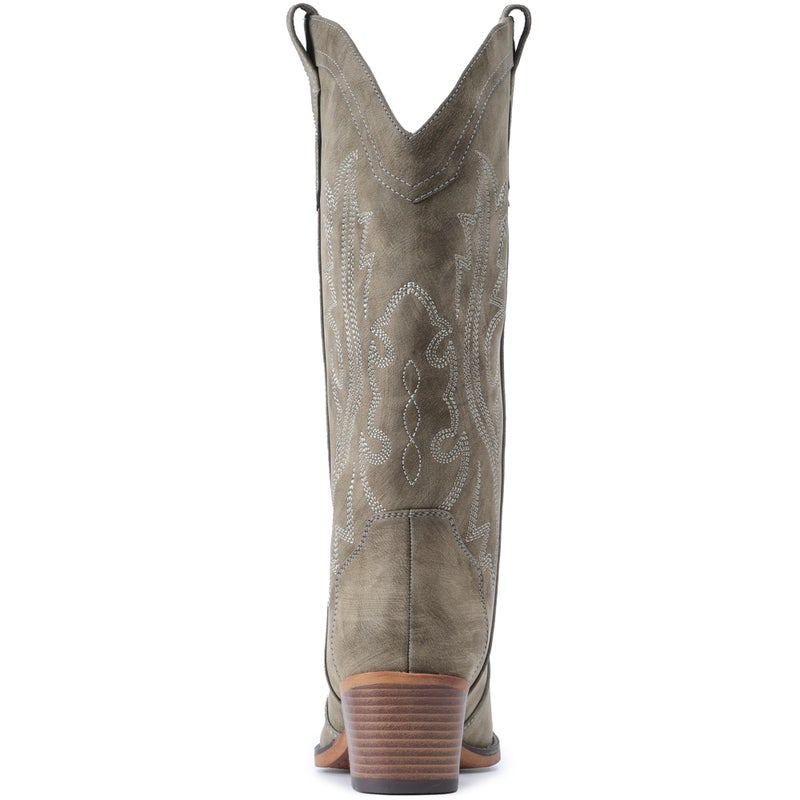 IUV Cowboy Boots For Women Western Cowgirl Boots with Chunky Heel Mid Calf Snip Toe Ideal for low insteps - Image 5